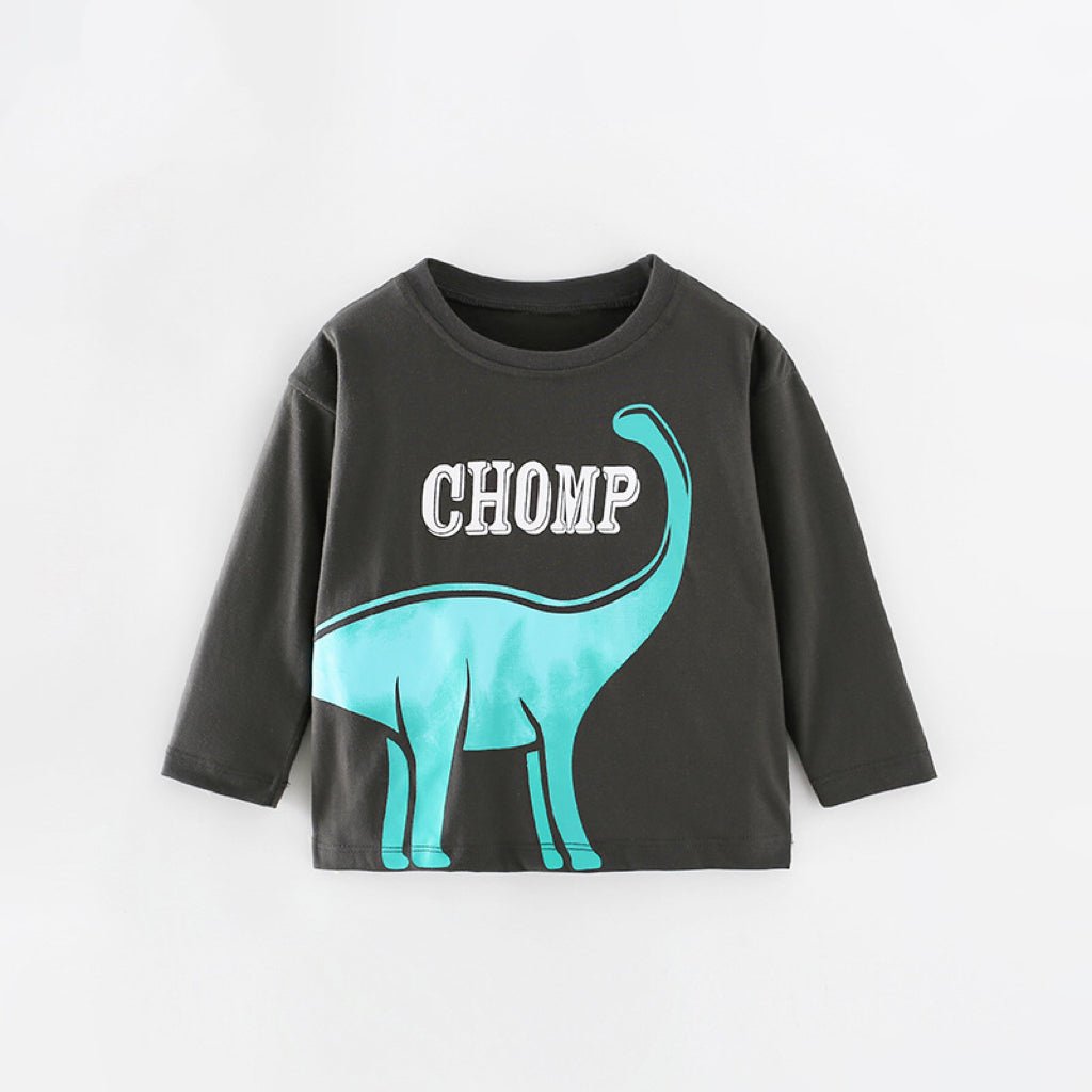 Baby Cute Dinosaur Graphic Long Sleeve O - Neck Autumn New Style Shirt - My Store_Be happy