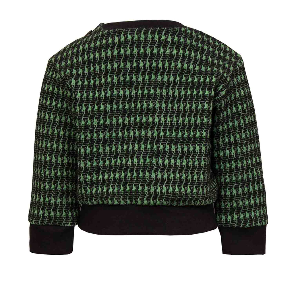 Black and green pied de poule Baby Sweatshirt with Dragon Appliqué - My Store_Be happy