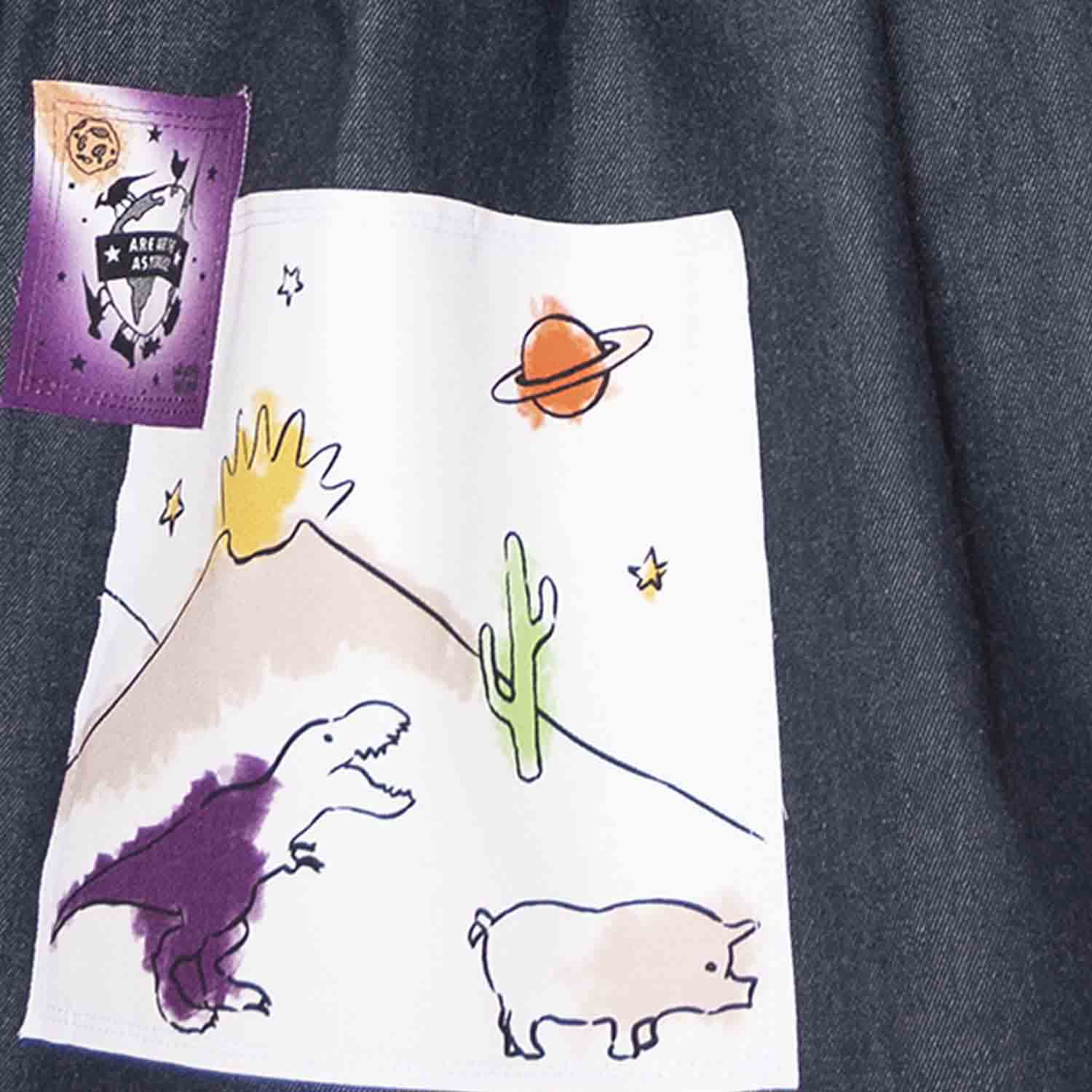 Blue Denim Skirt with Appliqué - My Store_Be happy