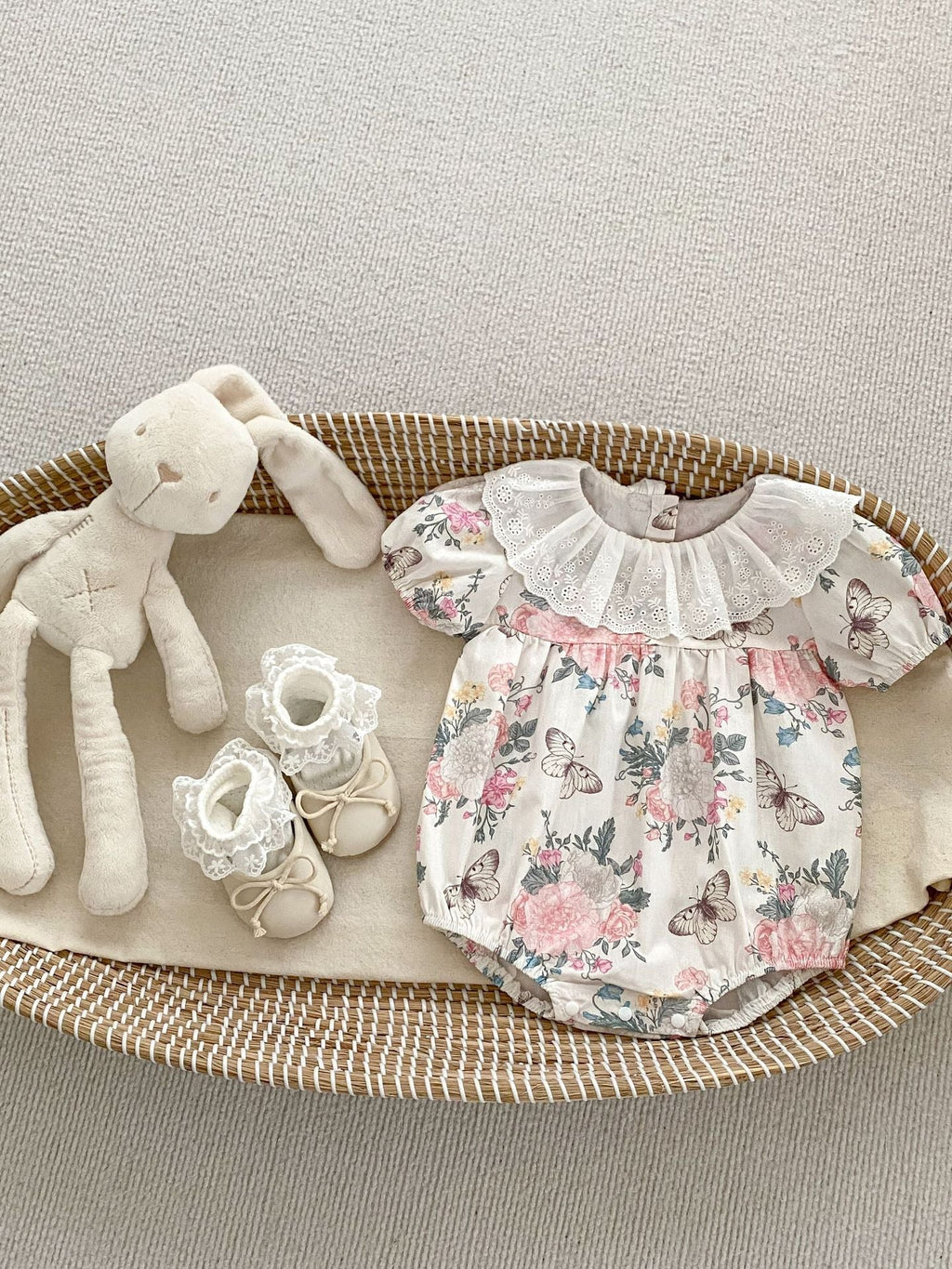 Summer Baby Girls Flowers And Butterfly Pattern Short Sleeves Onesies/Dress - My Store_Be happy